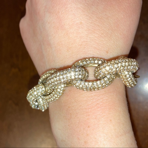 J. Crew Jewelry - J. Crew Pave Crystal Gold Chain Bracelet